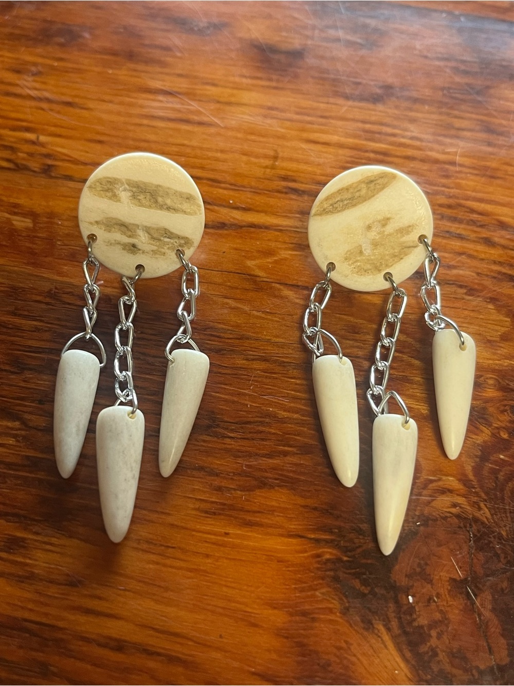 Cream Dangle Spike Drop Earrings - Women Jewelry